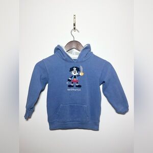 DISNEY Mickey‎ Mouse Applique Pirate Disney Parks Kids Hooded Sweatshirt | XS